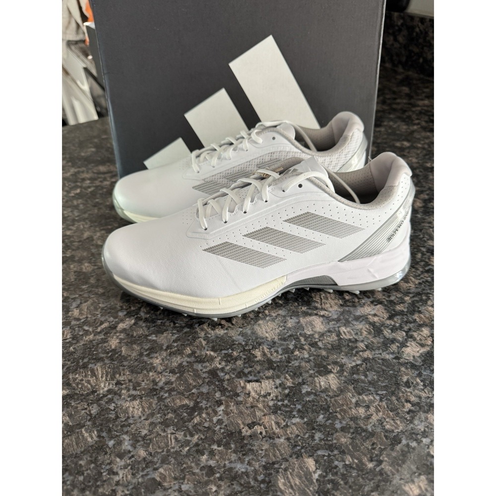 Adidas AdiZero ZG IE3528 FTWR White Silver Iron Men‎ Spikeless Golf Shoes Sz 9